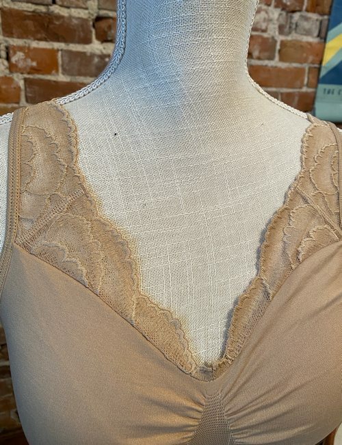 Rhonda Shear Soft Pink Ahh Bra Lace Neckline New Removable Pads