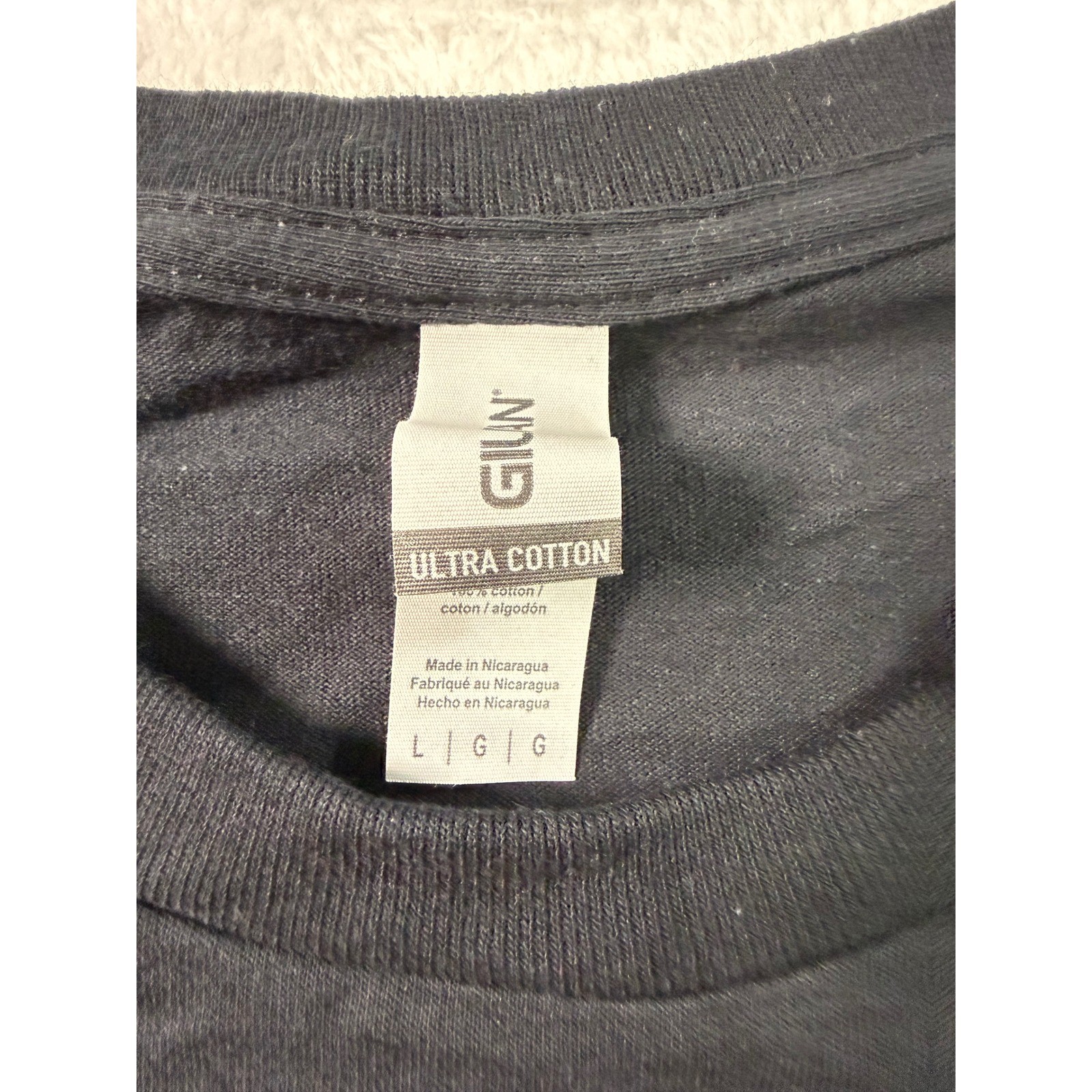 Gildan Ultra Cotton Black Marine Veteran Defender of Freedom Graphic Tee Mens L