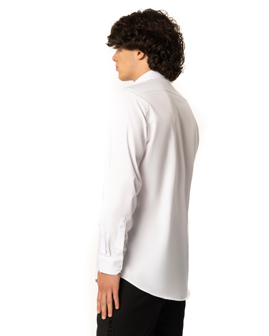 Mens Dress Shirt Plain White Tailored Slim Modern Stretch Cotton Non-Iron AZAR