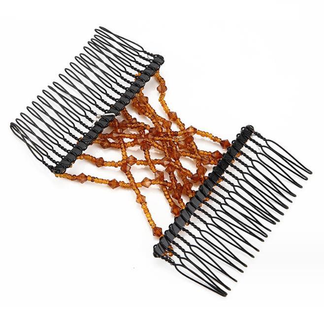Women Elastic Beads Banana Clip Hairpin Stretch Magic Hair Comb Clip Accessories