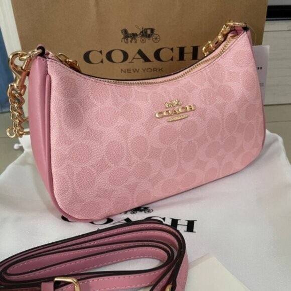 Coach Teri Shoulder Bag In Signature Canvas CV933 Dusty Pink