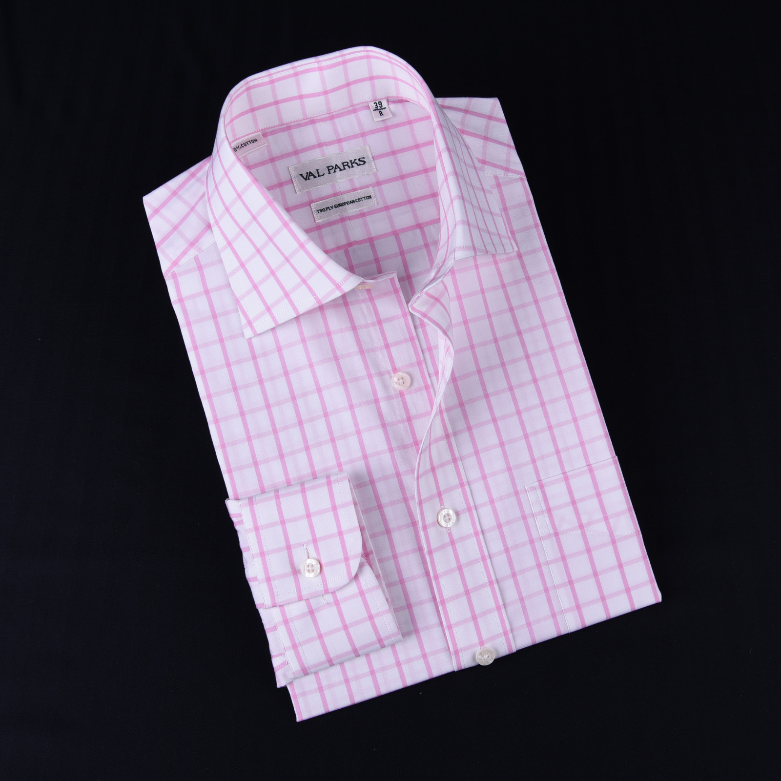 Mens Pink Plaids & Checks Formal Business Dress Shirt Lightweight Easy Iron Top
