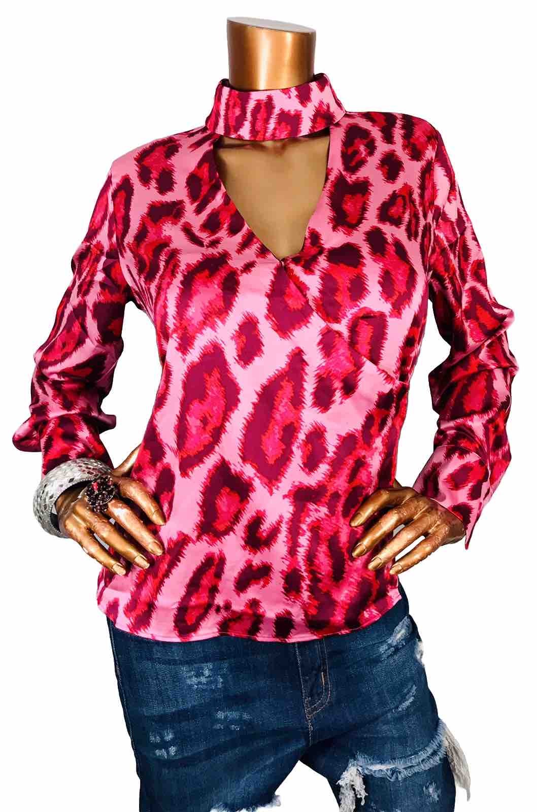 Bold Elements M Petite Top NWT $54 Lite Wgt Wrap Blouse Mock Neck Low Cut LongSl