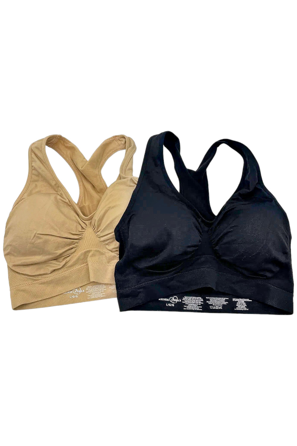 Rhonda Shear 2-pack Seamless Racerback Ahh Bra Black/Tan