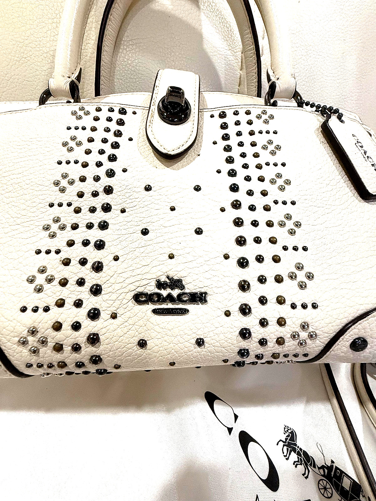 Coach Mercer Satchel 24 in Grain Leather with Bandana Rivets 55634 and Wallet.