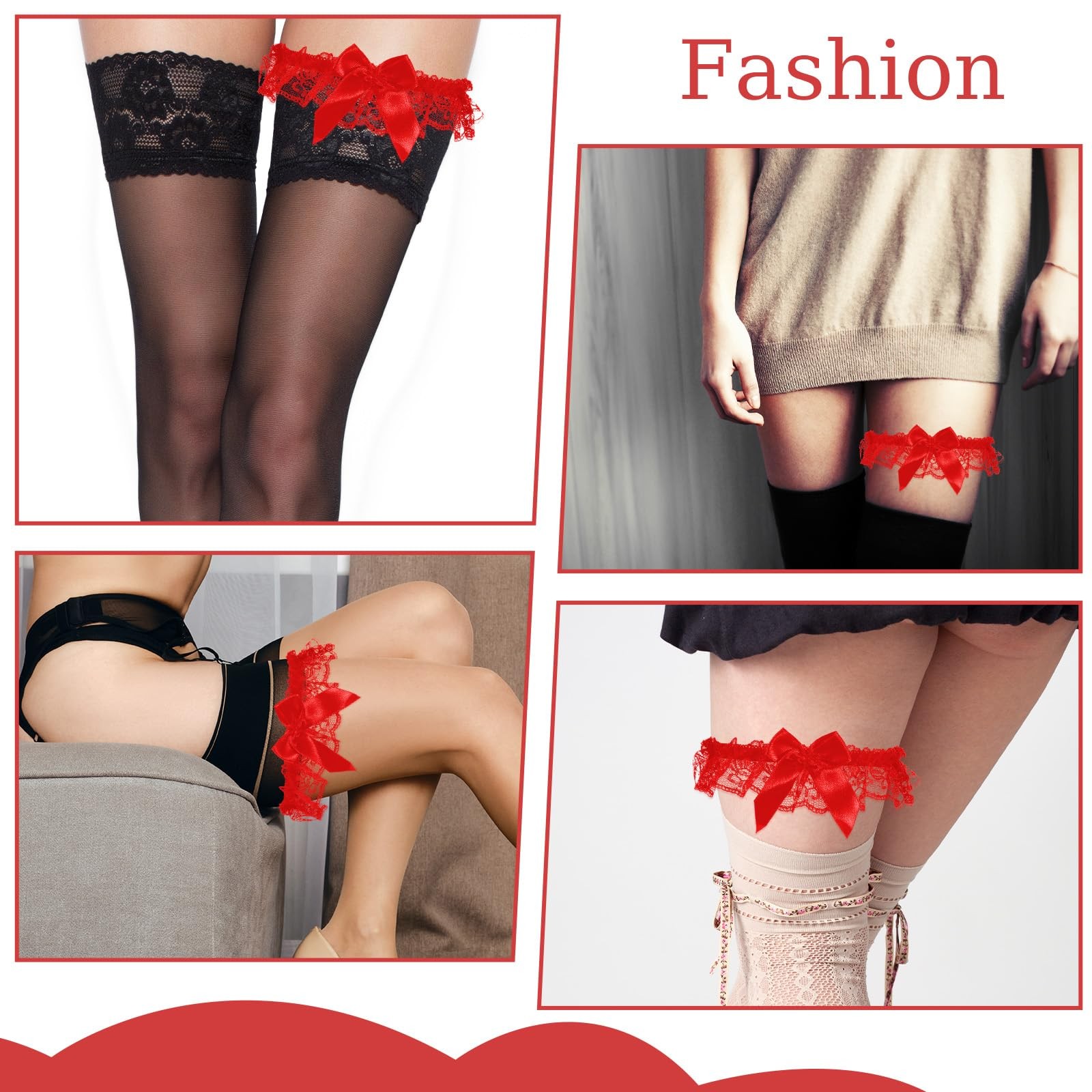 2Pcs Wedding Garter for Bride, Lace Bowknot Garter Party Prom Leg Garterr Bel…