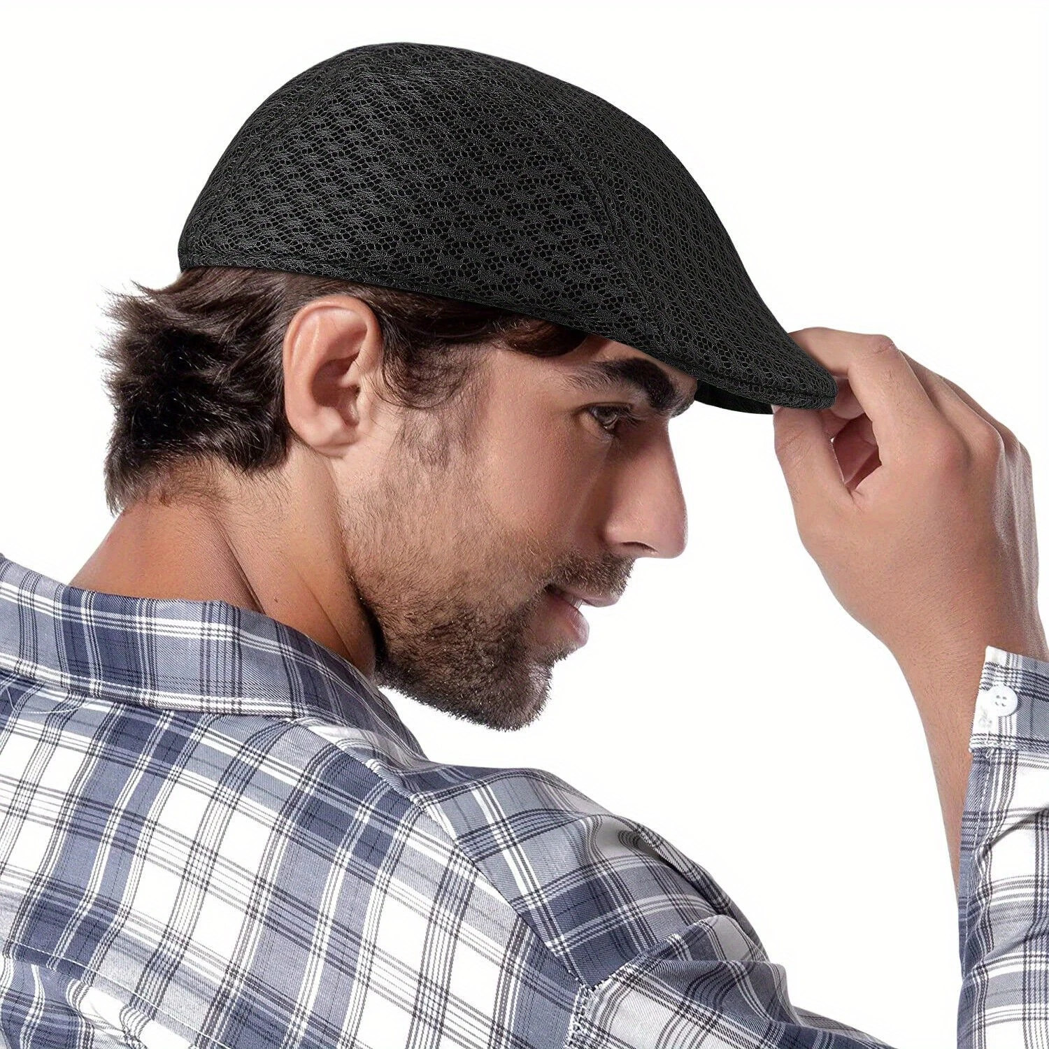 Men’s Mesh Summer Hat Newsboy Beret Gatsby Cap Ivy Hat Golf Sun Flat Cabbie US