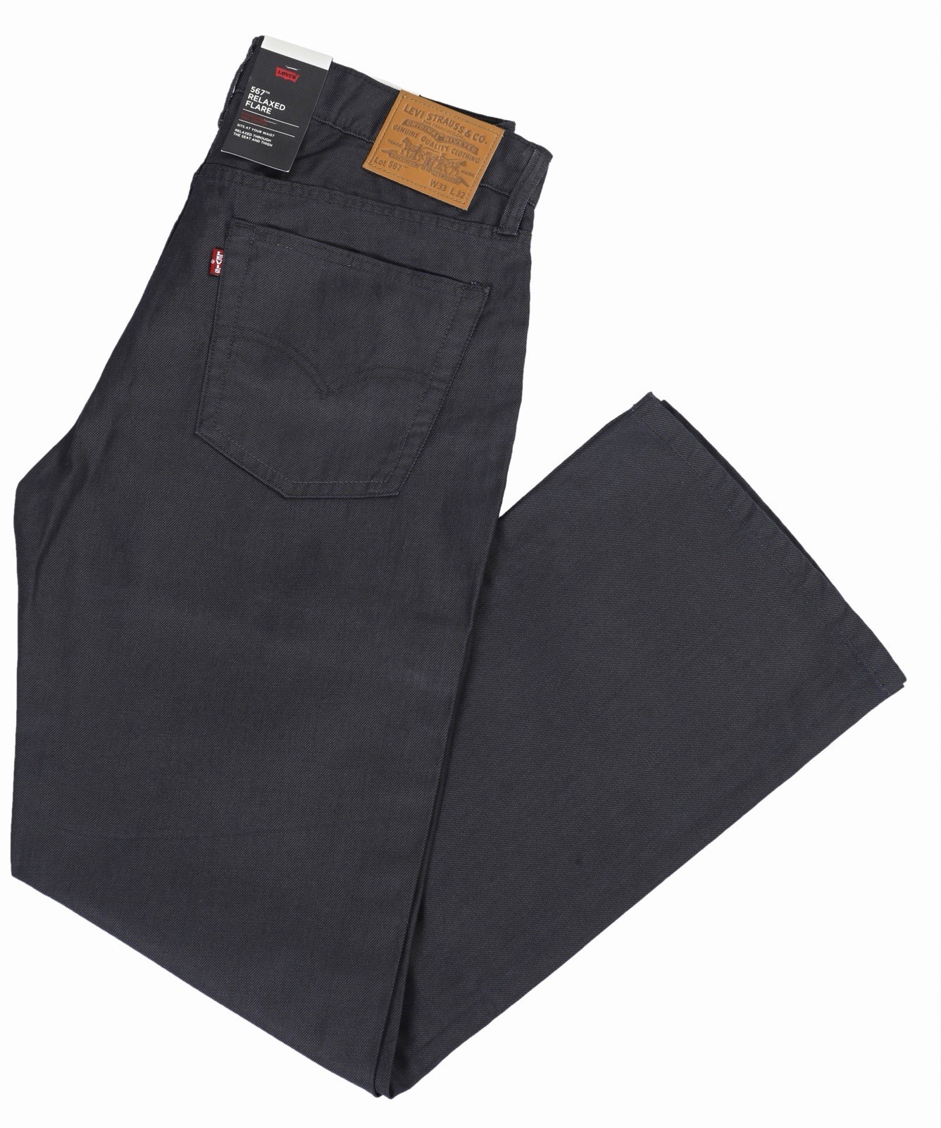 Levi’s Premium 567 Relaxed Flare Coated Black Men’s Jeans Brand New Retail $98