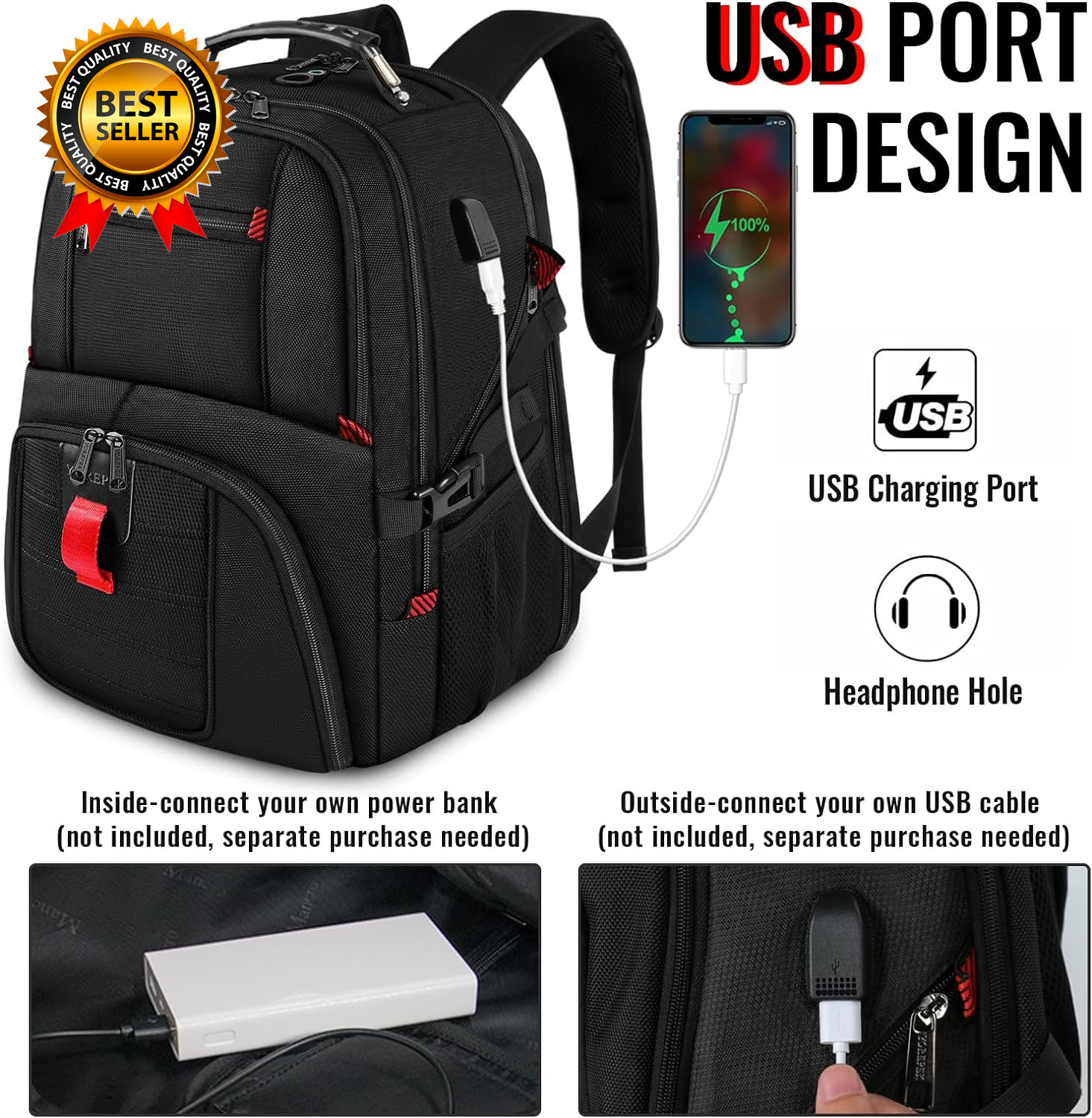 Travel Backpack Extra Large 50L Laptop Backpacks for Men Women Water Resistant