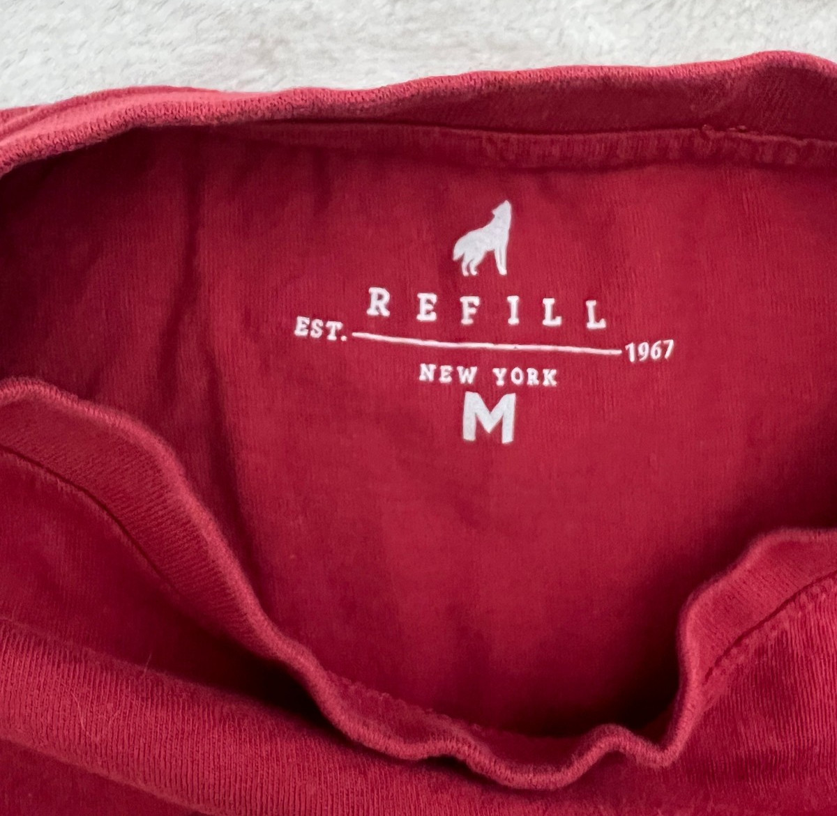 Refill Mens Medium Red Graphic T Shirt Short Sleeve Casual Surf Tee Cotton