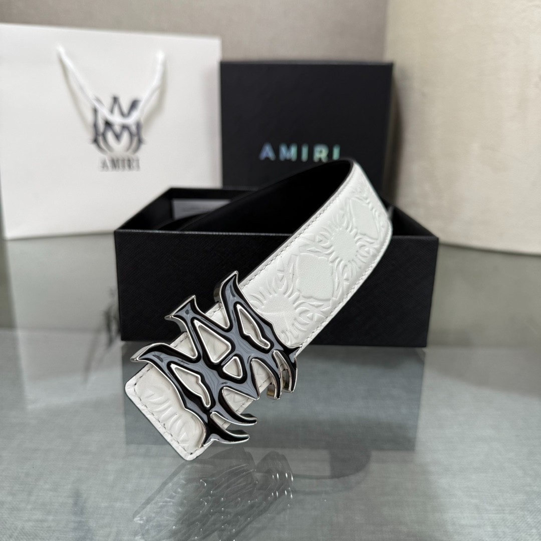 Amiri double-sided cowhide leather belt, 3.8cm wide