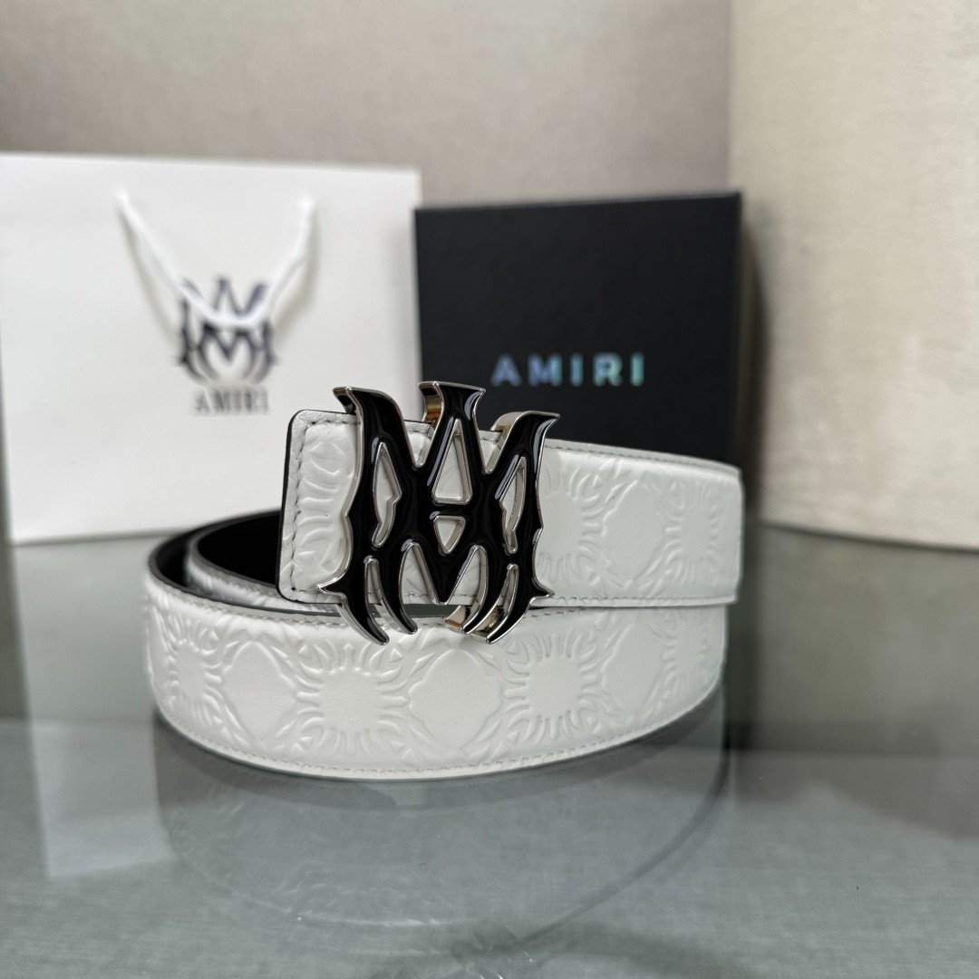 Amiri double-sided cowhide leather belt, 3.8cm wide