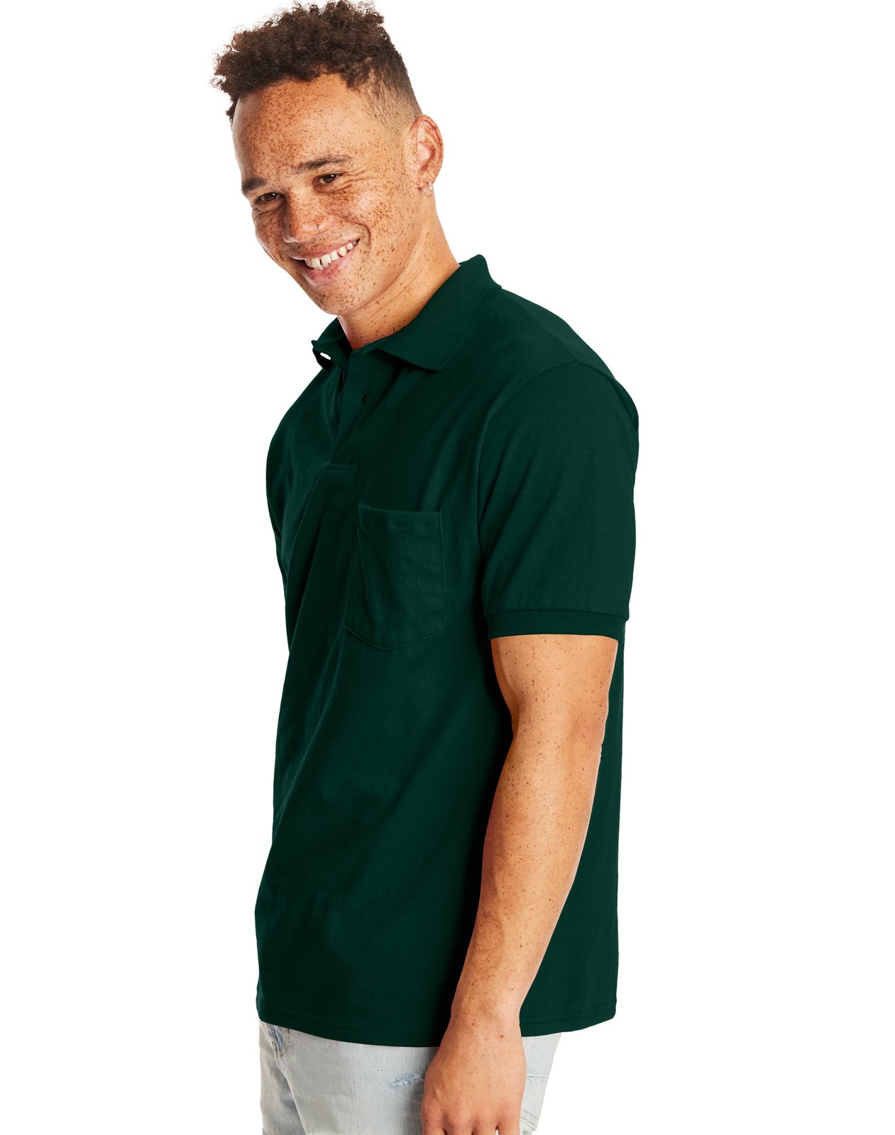 Hanes Men’s 2 Pack Polo Short Sleeve CottonBlend EcoSmart Jersey Pocket sz S-4XL