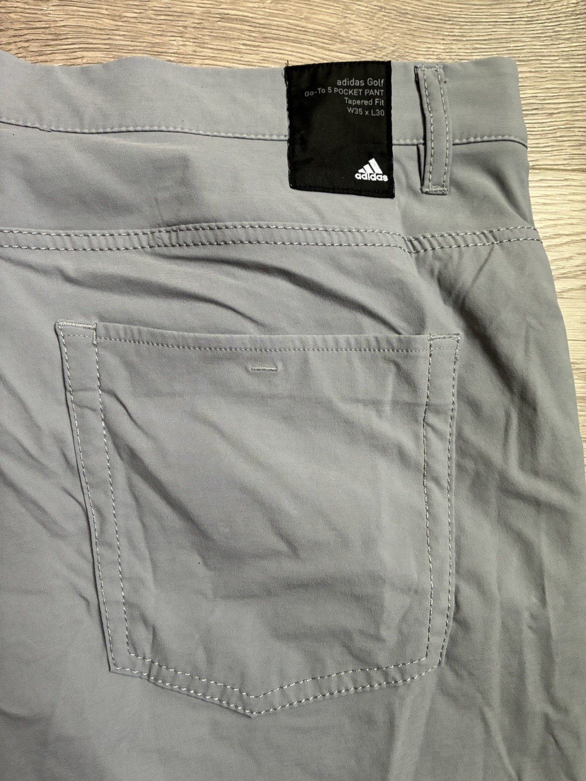 Adidas Go to 5 Pocket Pants Men’s 35×30 Gray Tapered Fit Stretch Golf Chino