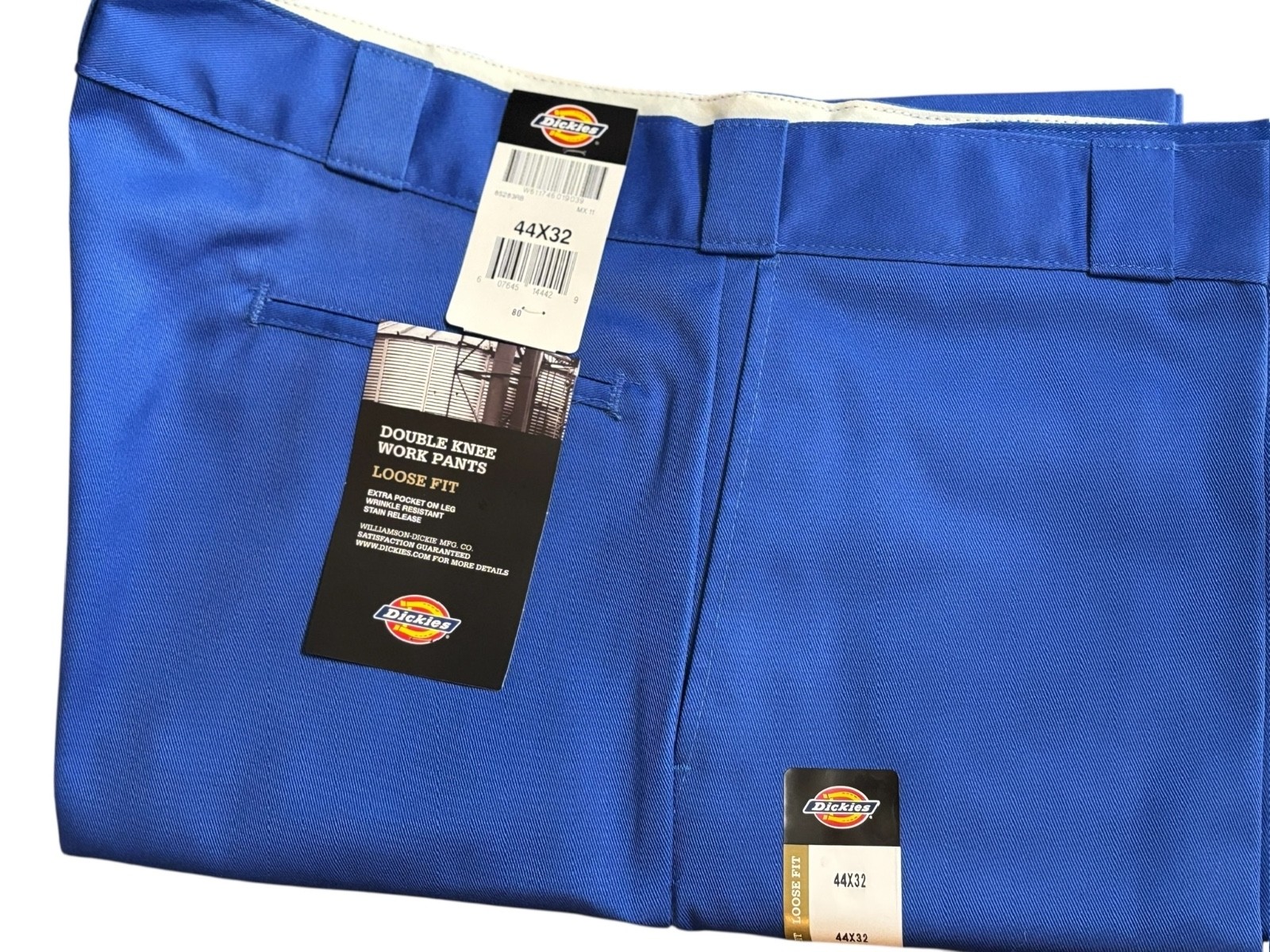Dickies mens royal blue double knee loose fit cell phone pocket work pants 36-44