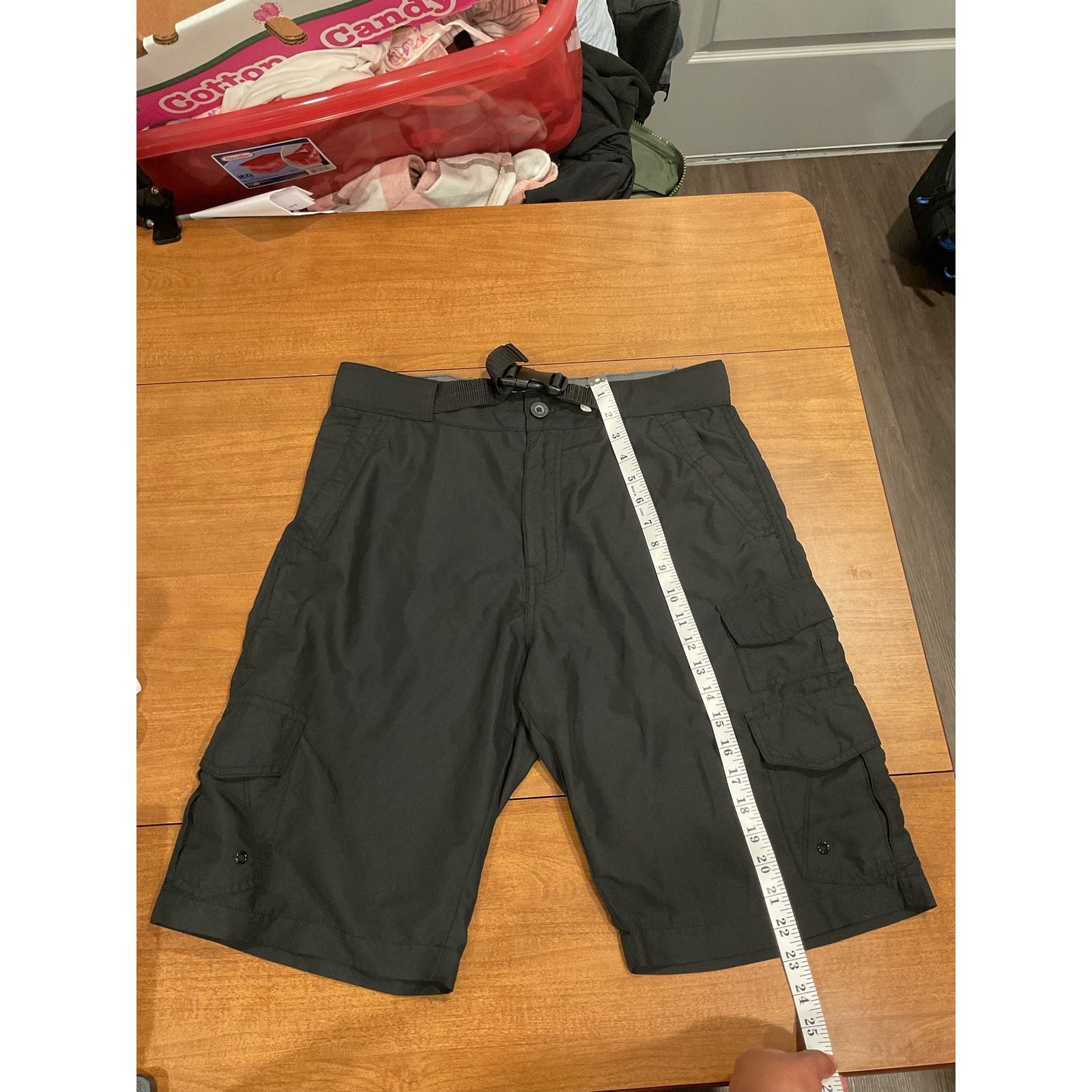 IRON CO. Men’s Black Utility Cargo Shorts with Belt-107