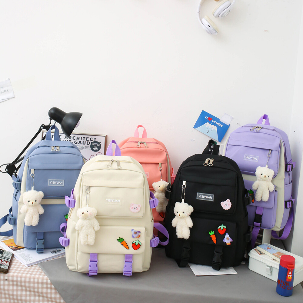 5pcs Backpack Set for School Teens Girls Daypack Cute Trendy Large Shoulder Bag