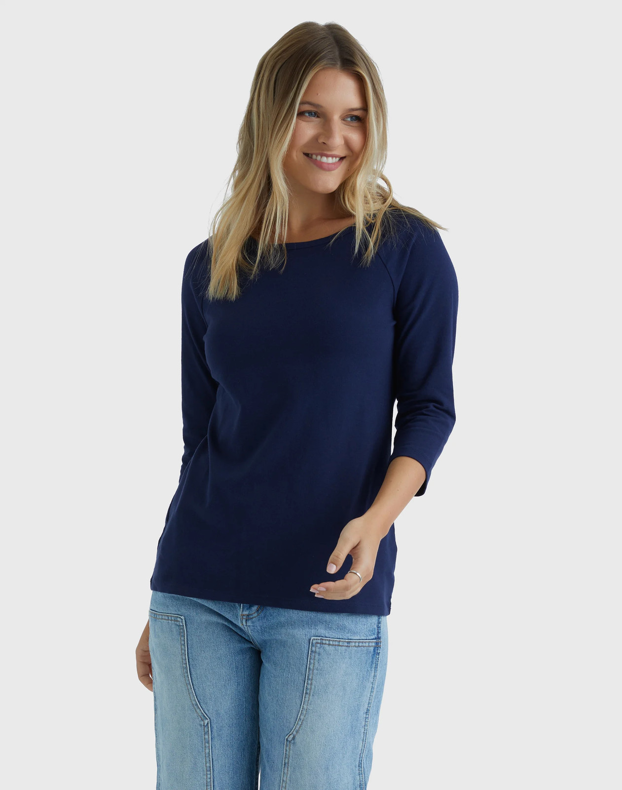 Hanes Women’s T-Shirt Raglan Sleeve Tee Stretch Cotton Plain 6 Colors sz S-2XL