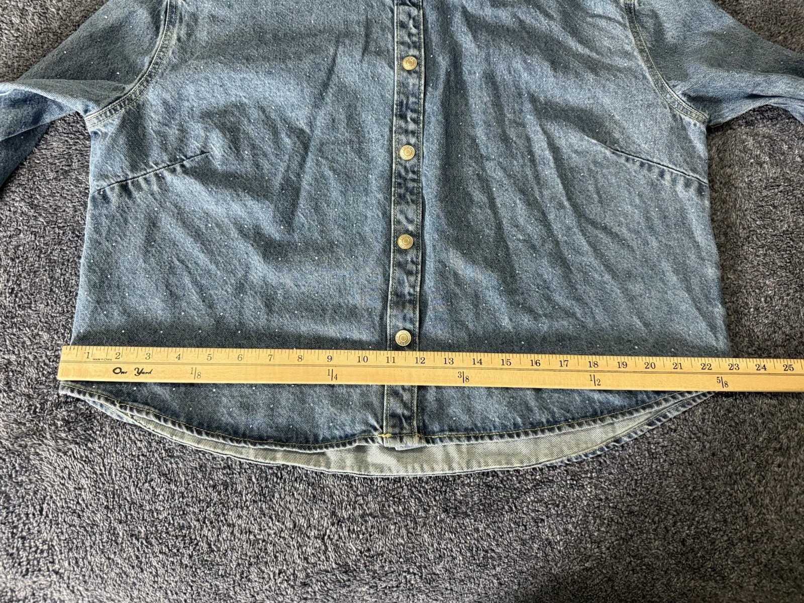 Scoop Rhinestone Embellished Cotton Denim Shirt Long Sleeve XS (fit size 10)NWOT