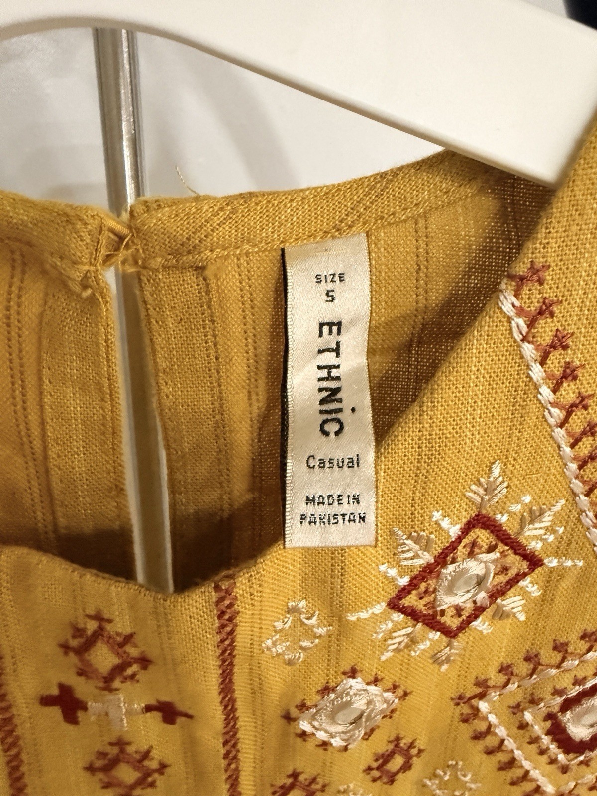 Ethnic desi Pakistani kurti Shirt mustard yellow with embroidery and mirror work