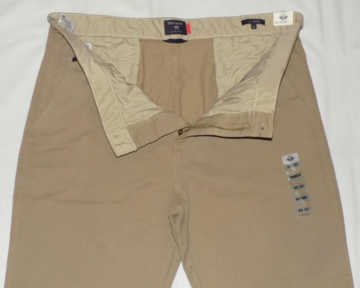 DOCKERS Men’s Ultimate Chino 4-Way Stretch Straight Fit Pants Khaki 40X30 New