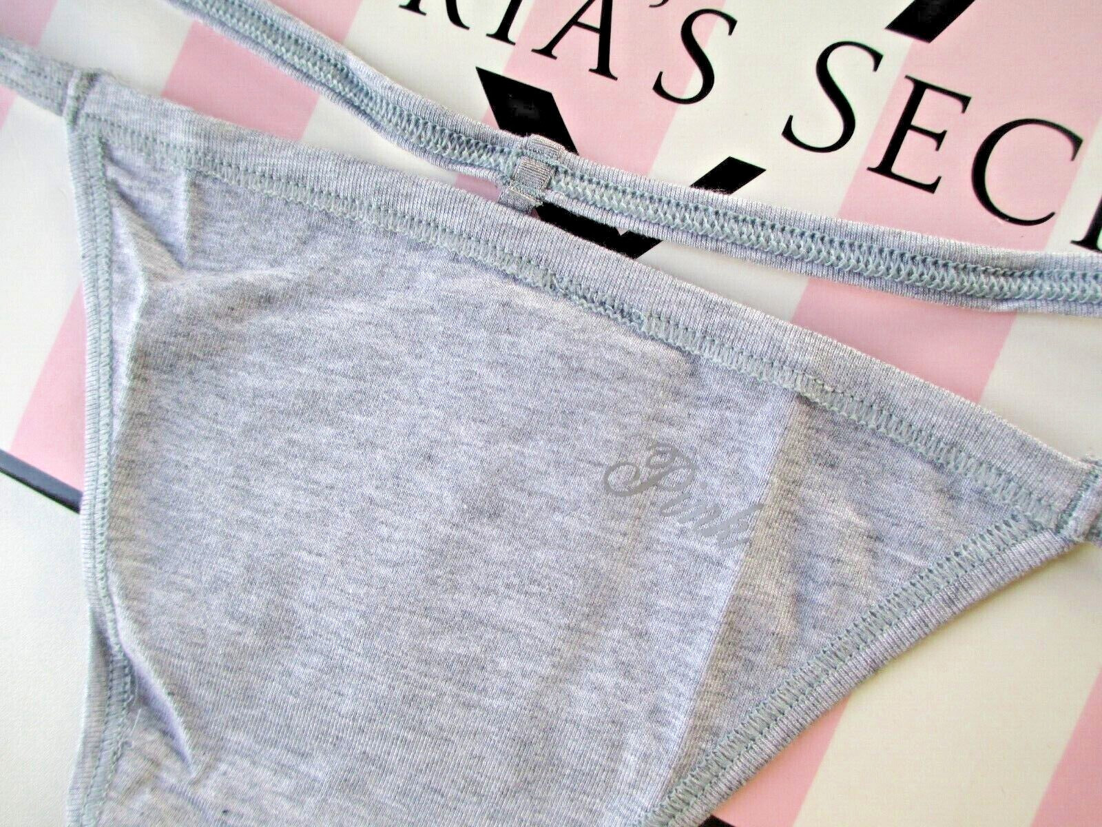 VICTORIA’S SECRET PINK Cotton V-String Thong Panty VS Heather Gray S M L XL NWT