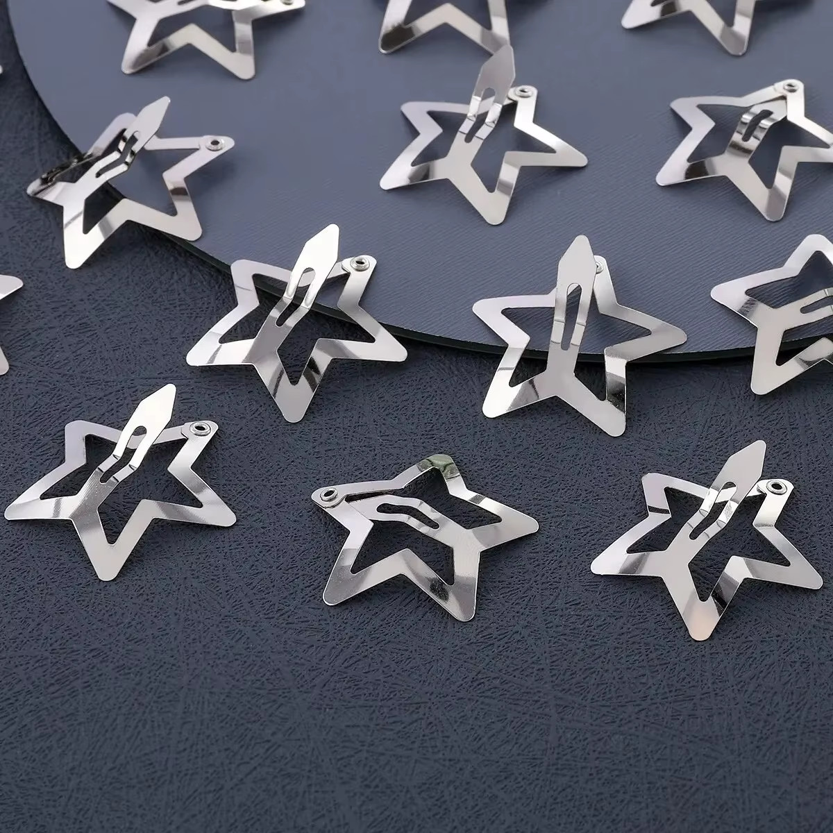2-100Pcs Star Hair Clips for Girls Filigree Star Metal Snap Clip Hairpins Barret