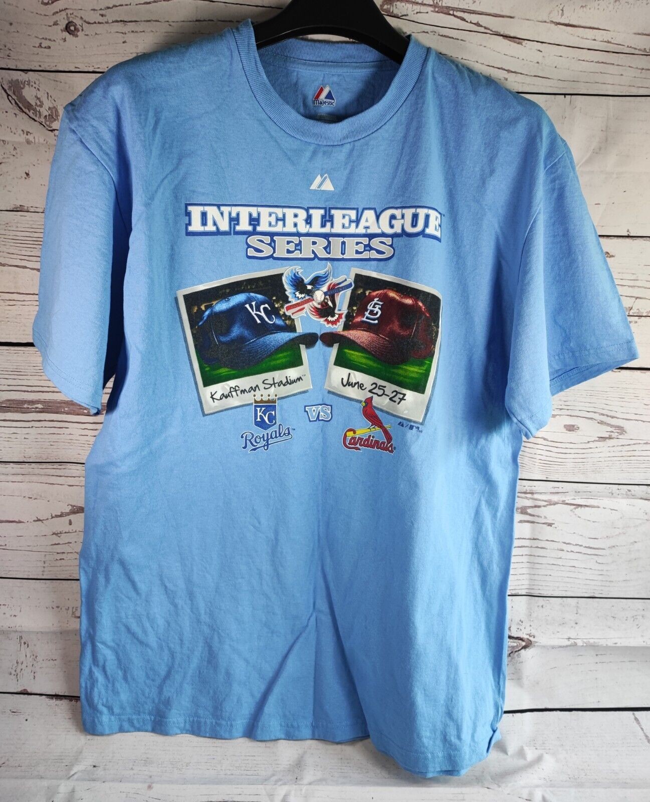 Majestic Interleague Series KC Royals vs Cardinals T Shirt Blue XL