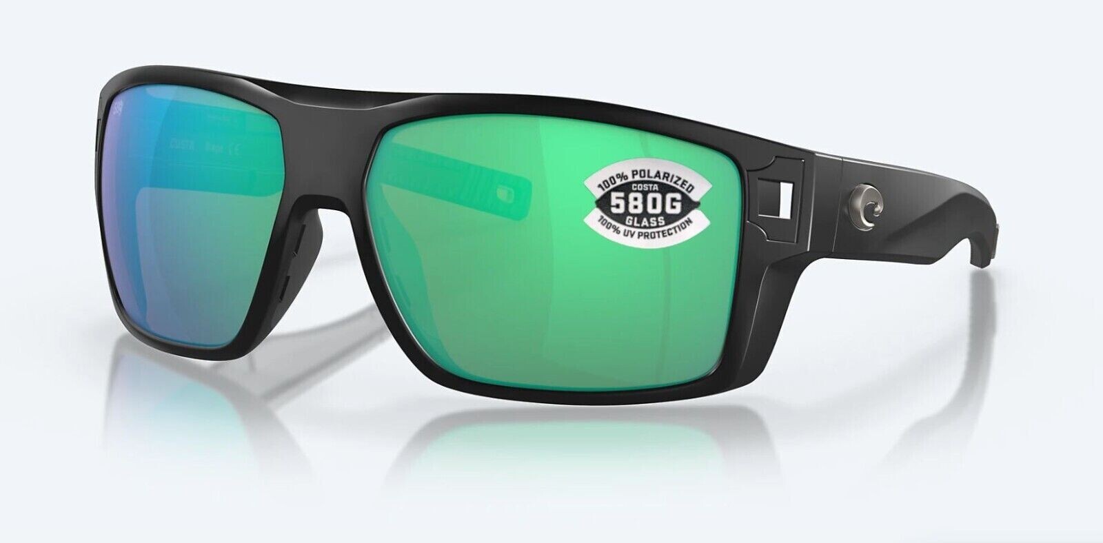 Costa Del Mar Diego Matte Black / Green Mirror Polarized Glass 580G DG11OGMGLP