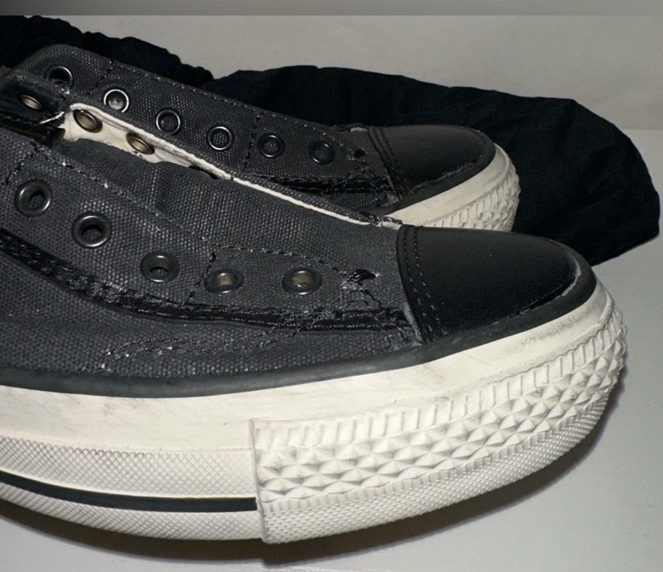 New Converse John Varvatos slip-on distressed black sneakers shoes Men 4 Women 6