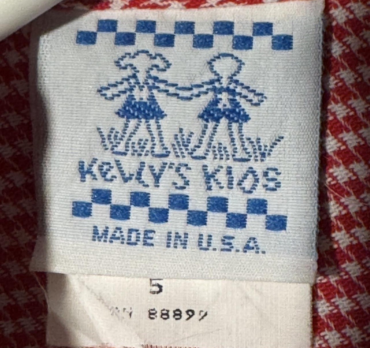 Kelly’s Kids Girls Size 5 Red/White Gingham Puff Sleeve Peter Pan Dress