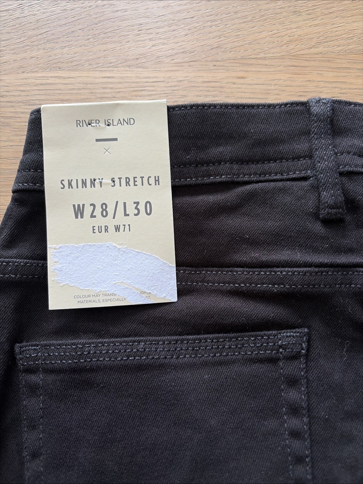 River Island Men’s Skinny Stretch Jeans, Black, Size W28 L30.