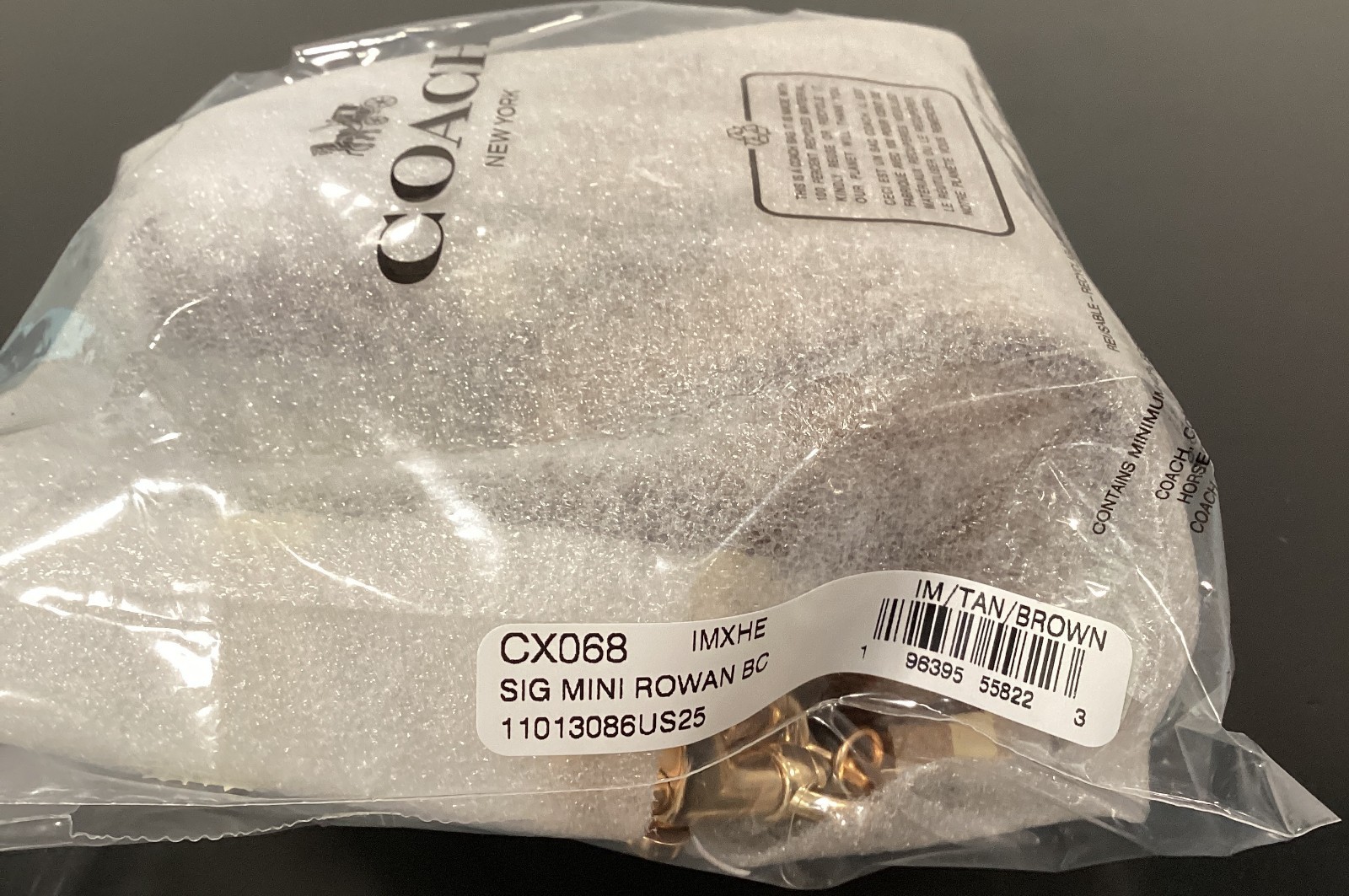 Coach Mini Rowan Bag Charm 3.75″ x 2.5″ x 2.25″ CX068 Signature Canvas Leather