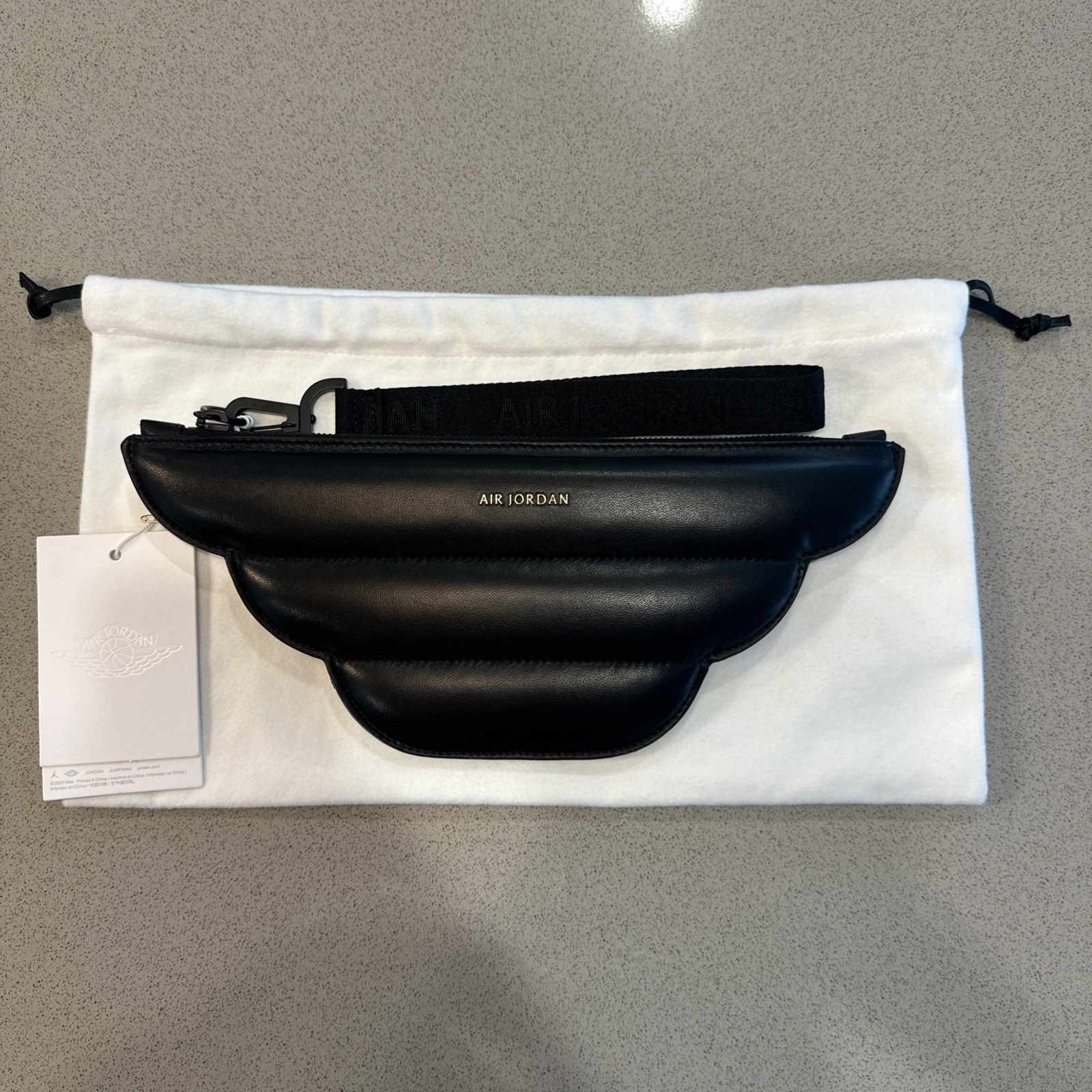 Air Jordan Wings Leather Pouch Clutch Bag with Wrist Strap, MADE IN ITALY