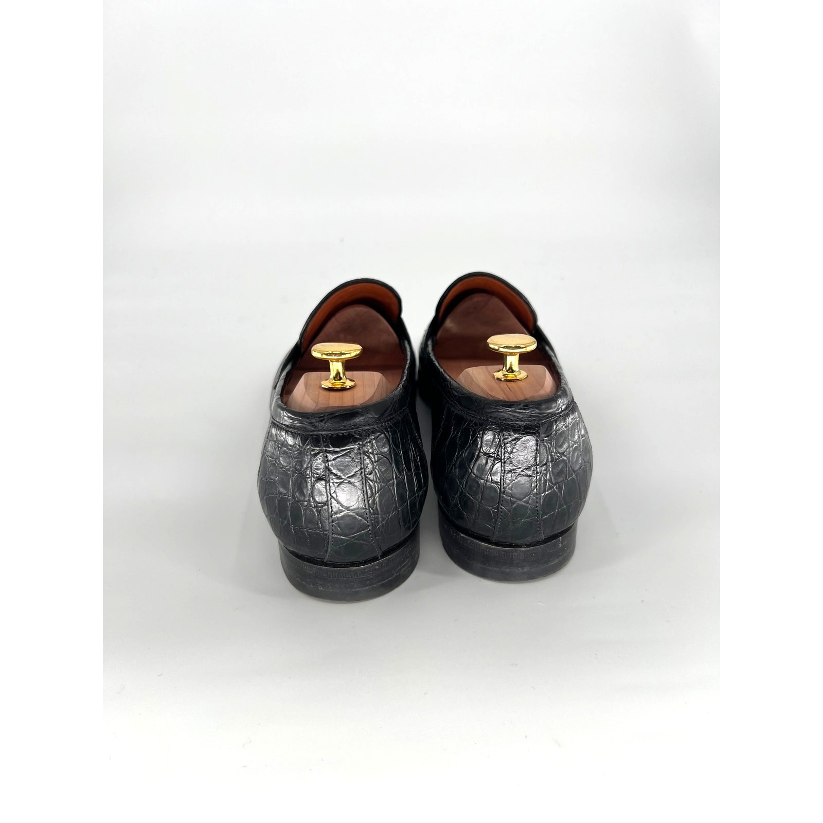 Santoni Fatte a Mano Duke Loafers in Black Alligator – 11.5