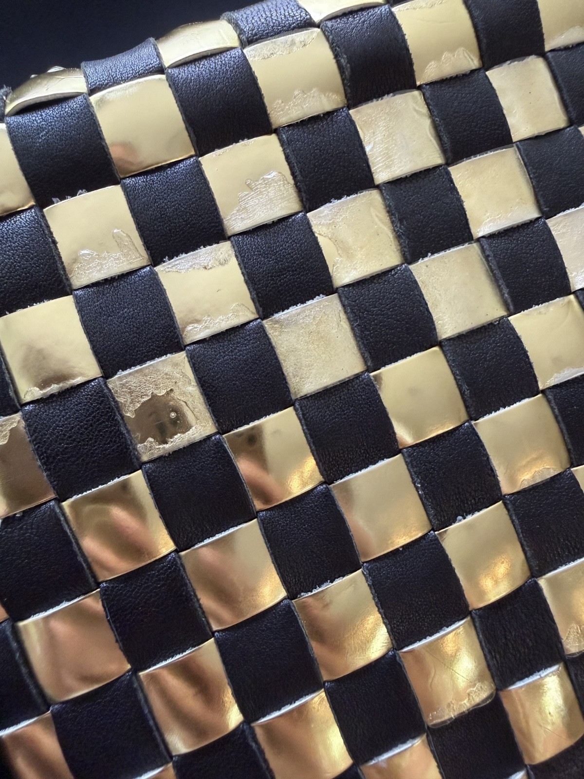 Vintage Marc by Marc Jacobs Metal Check Groovee Woven Black Gold Y2K OG Dustbag