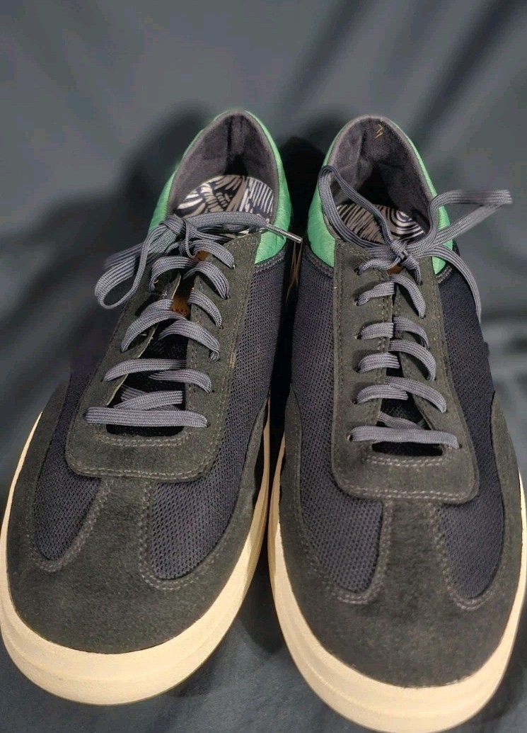 Olukai Punini Sneakers Navy Blue Green Bamboo Men’s Size 12 New No Box Defects