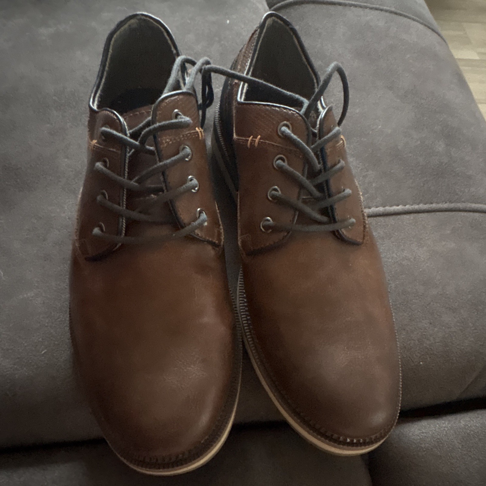 Sonoma Men’s Brown Leather Lace-Up Oxford Dress Shoes Round Toe US 9.5