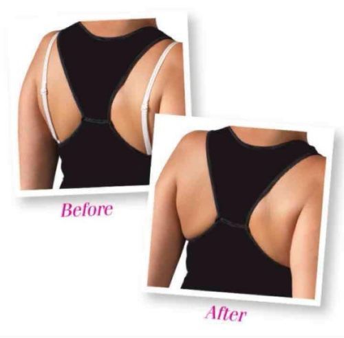 NeW As Seen on TV The Strap Clip Cleavage Control Bra Clips 3 Black White Clear!