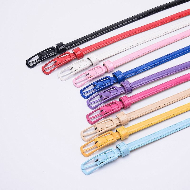 Thin Belt Ladies Decoration Leather Candy Color Belt Dazzling Color Patent