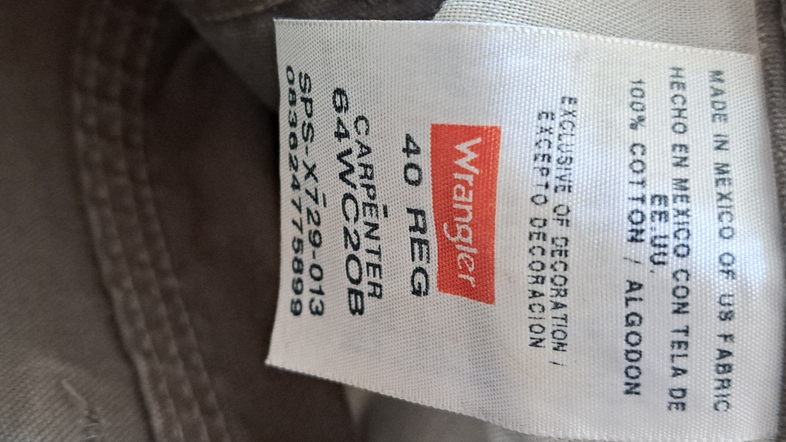 Wrangler Mens Carpenter Shorts Dark Gray Size 40 *See Description