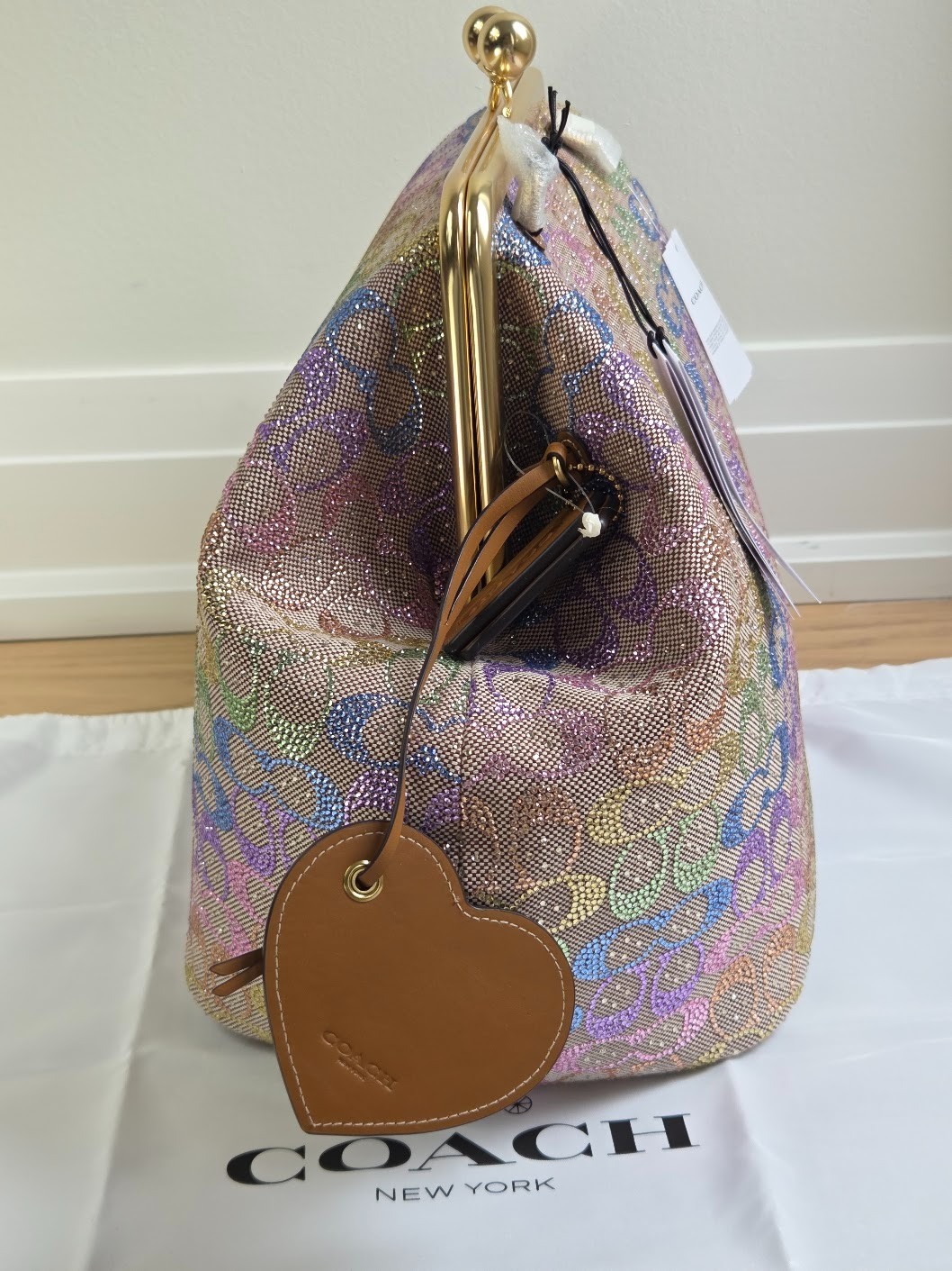 Coach Large Kisslock Frame Bag In Crystal Signature Jacquard | CCX15 | Brand New