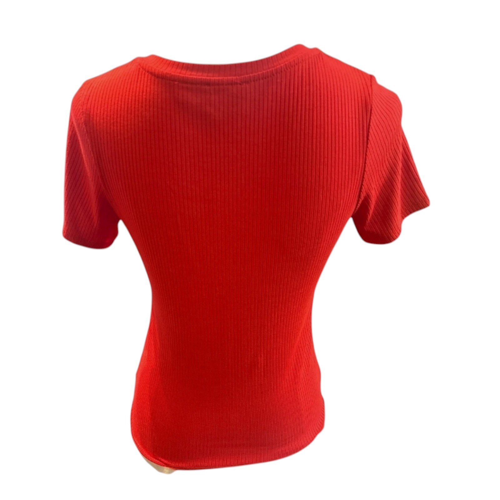 Cyrus Essentials Women Ribbed Short Sleeve Top, V, Scoop, & Crew Neck