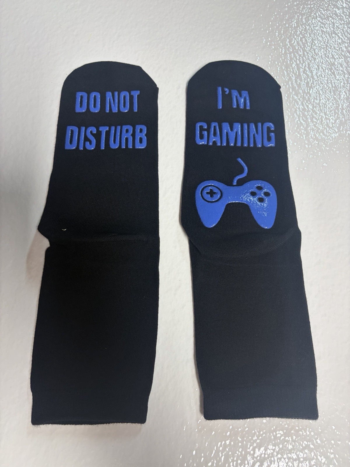 Black Blue Men’s Gaming Funny Novelty Socks Mid Calf One Size US 6-12