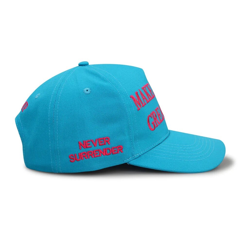 Trump..OFFICIAL..MAGA Hat..NEVER SURRENDER..Exclusive..Teal/Pink..NEW DESIGN