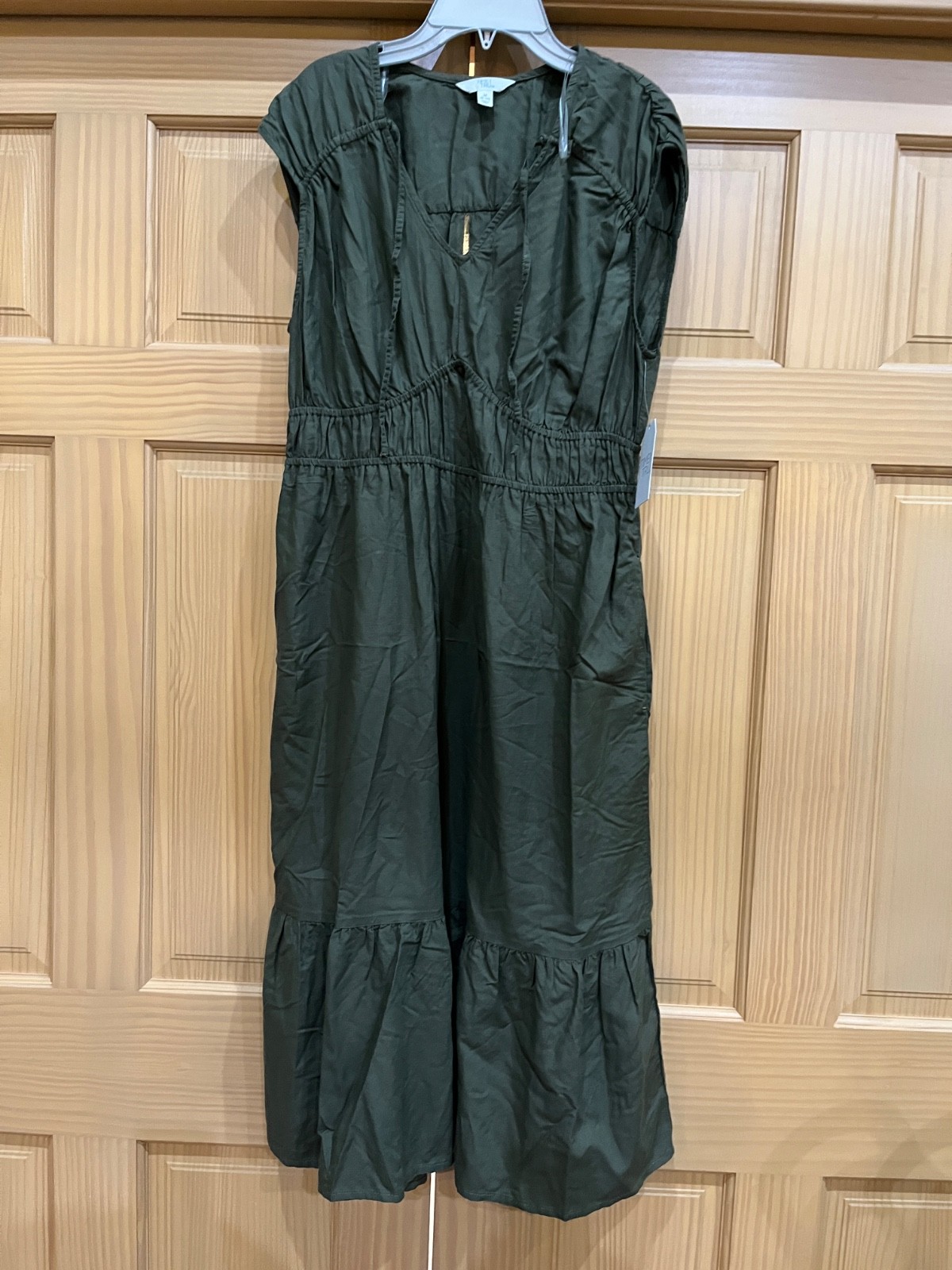 Time and Tru Women Green Midi Fit Flare Sleeveless dress Upick Size Spade New