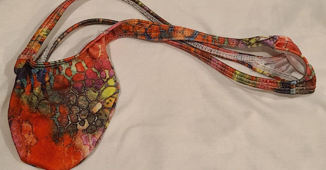 USA SELLER SEXY MENS K403 GRAPE SMUGGLERS THONG-ORANGE BLUE SWIRL (S/M 28-34)