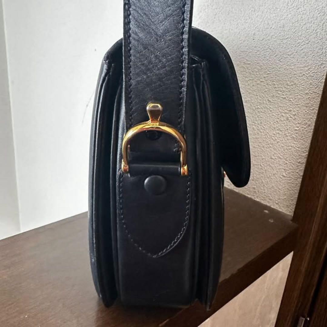 CELINE Horse Carriage Women’s Shoulder Bag Leather Navy Gold Hardware USED JAPAN