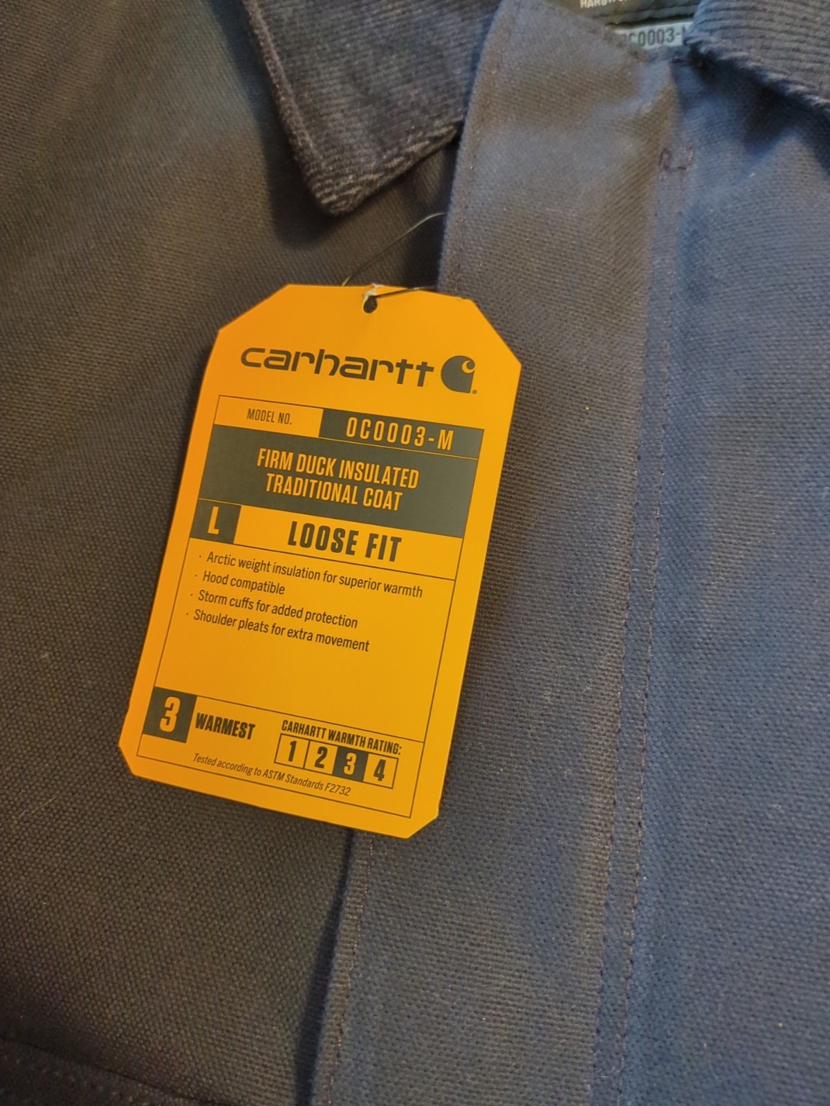 CARHARTT MEN’S LOOSE FIT FIRM DUCK TRADITIONAL COAT Sz MEN XLT DARK NAVY $145