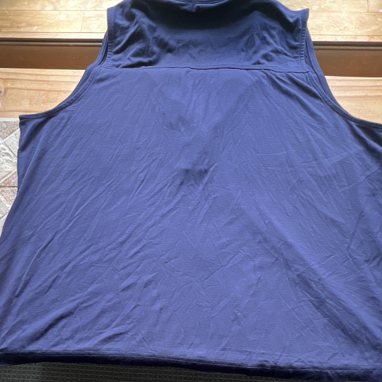 Lou & Grey Blue Solid Knit Collared Sleeveless Pullover Tank Top Women XL # 161